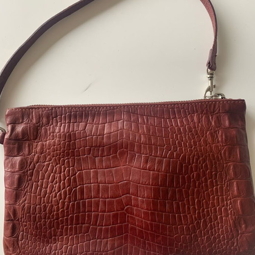Leather shoulder bag used, burgundy