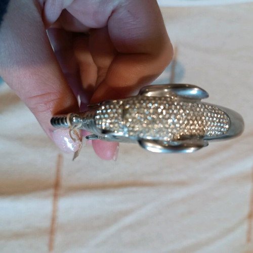 Handmade steel bracelet with elephant design and rhinestones new