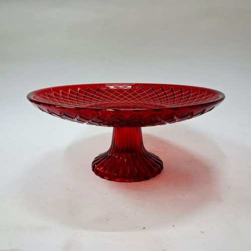 Vintage Ruby Red Glass Fruit Bowl 20 cm, like new