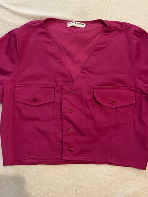 Mind Matter short satin shirt like new, fuchsia