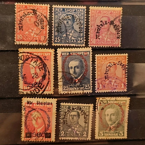 Albanian stamps 1927-1929 used, set of 9 pieces
