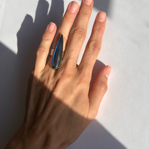 Sterling Silver 925 Statement Ring with Labradorite Stone, like new