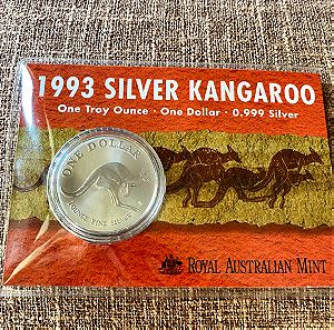 1993 Australia Kangaroo $1 Silver 1oz Coin Mint Pack 1st Year Issued
