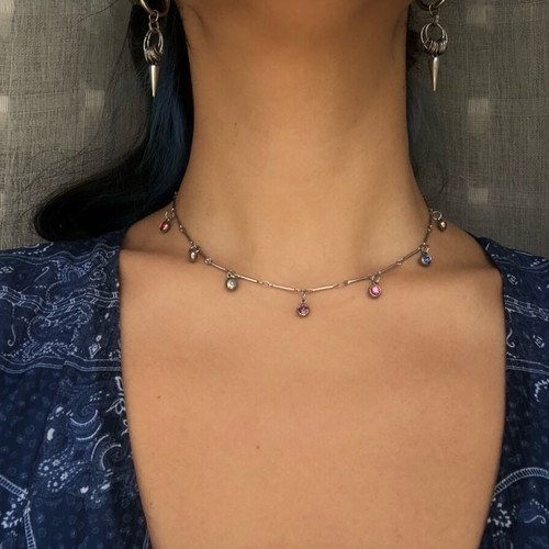 Boho Y2k Coquette Fairy Grunge stainless steel necklace colorful, new