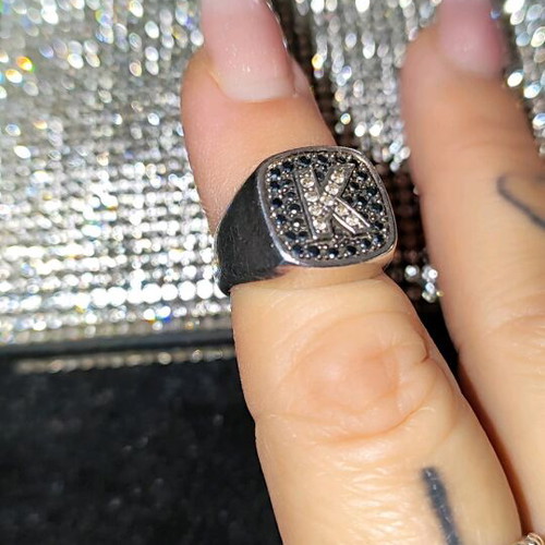 Sevalier ring new 750 K gold-plated with letter K monogram