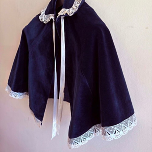 Velvet handmade cape blue vintage like new