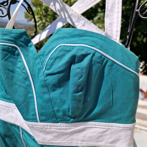 Raxevsky turquoise dress with white straps XS like new
