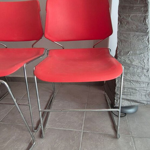 3 Chairs with metal frame