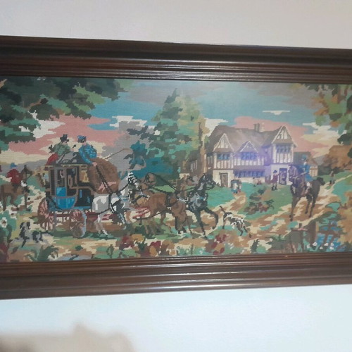 Embroidered antique painting used