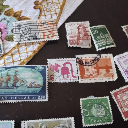 Mega collection of 400+ vintage stamps in authentic retro Elza box, used