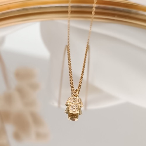 Stainless steel 18K necklace with Fatima hamsa pendant and zircon new