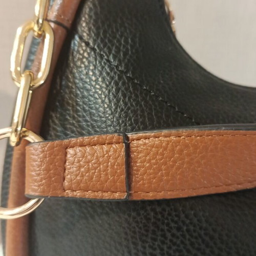 Women's shoulder bag new, black with brown details