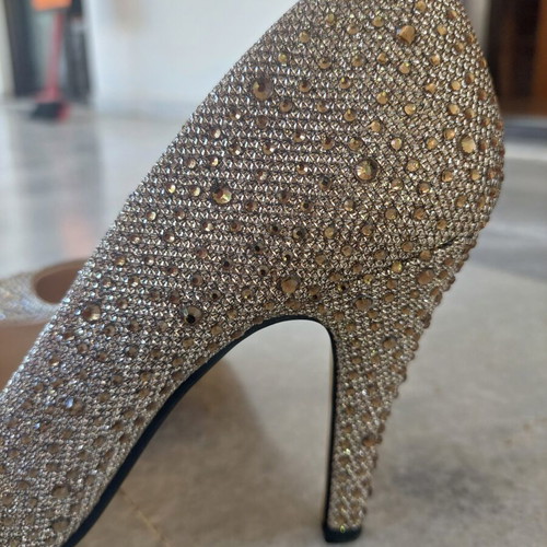 Diamantique high heels size 39 gold with rhinestones new