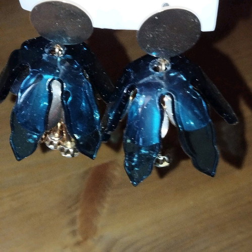 Earrings new, blue and gold