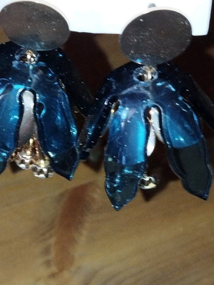 Earrings new, blue and gold