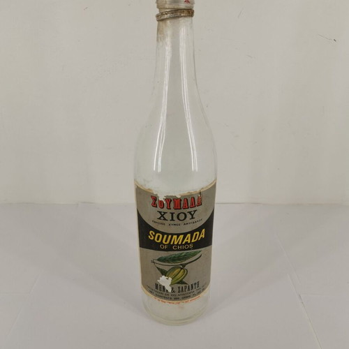 Glass bottle of Soumada of Chios used