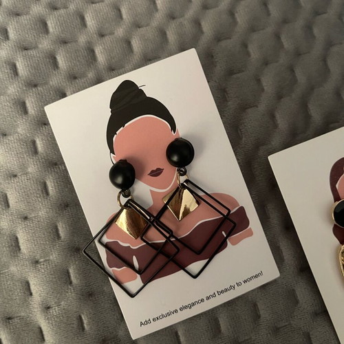 Statement earrings set new, 2 pairs black and gold