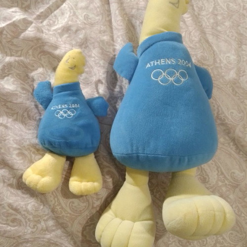 Phoebus and Junior Phoebus used collectible plush Athens 2004, 2 pieces