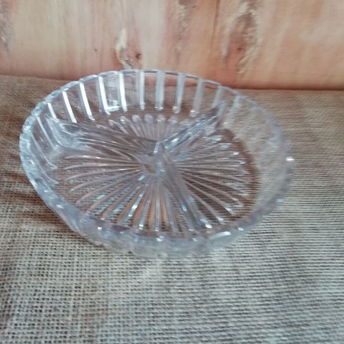 Crystal tray for nuts vintage genuine carved like new