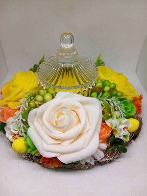 Handmade composition 17cm with aromatic plant candle new