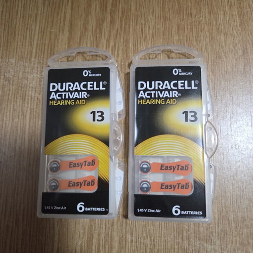 Duracell Activair zinc-air batteries size 13 new, pack of 12 for hearing aids