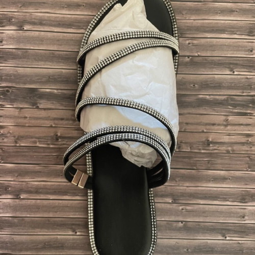 Flat sandals black with strass size 41 like new