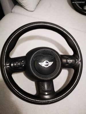 Mini three-spoke steering wheel like new with controls and carbon wrap