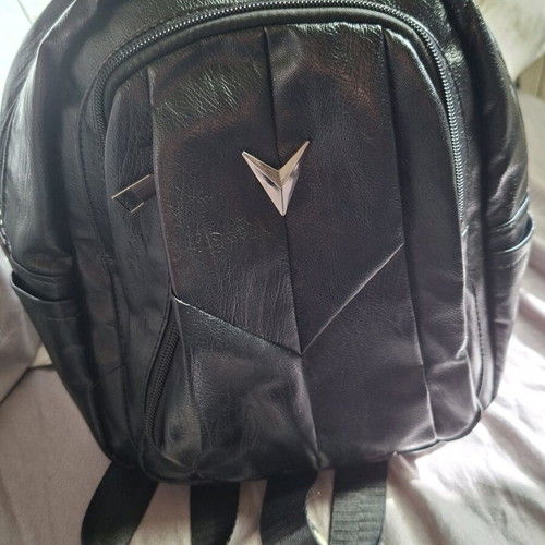 Leather women's backpack like new, black with many pockets