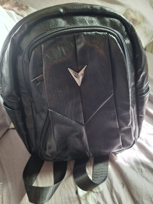 Leather women's backpack like new, black with many pockets