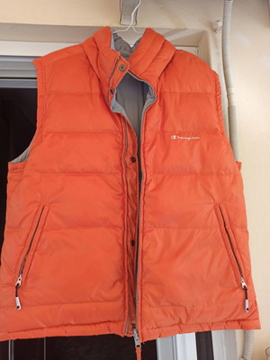 Champion reversible vest used, orange and gray, size L