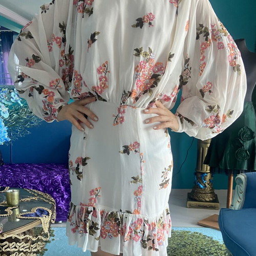 Vintage floral dress with sequins, like new, size S
