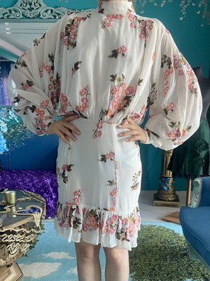 Vintage floral dress with sequins, like new, size S