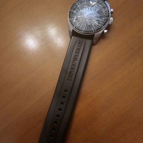 Emporio Armani wristwatch used, glass delayed