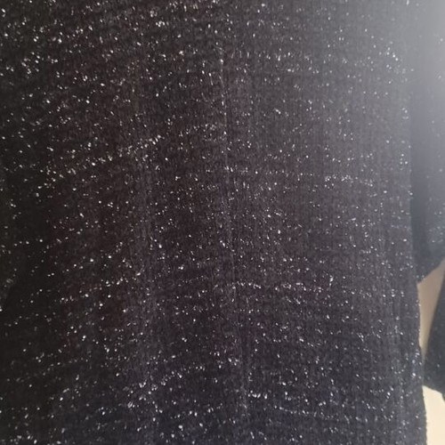 Women’s chenille blouse like new, black with silver thread and 3/4 sleeve