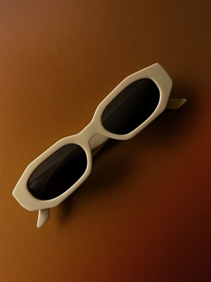 Hexagonal sunglasses new, off-white with dark lenses