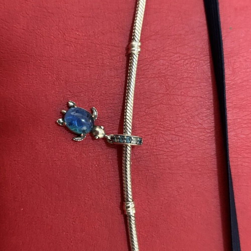 Pandora charm turtle with blue stones