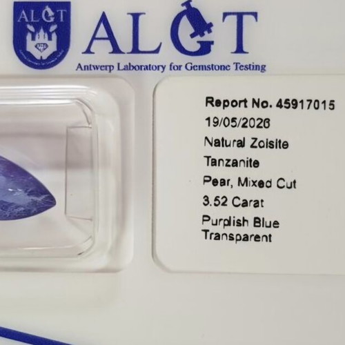 Natural Tanzanite 3.52 ct ALGT Pear Cut, Tanzania
