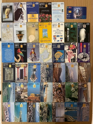 Phone cards used, pack of 40, including 1 Bulgarian