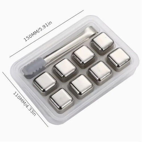 Stainless steel ice cubes new, set of 8 pieces