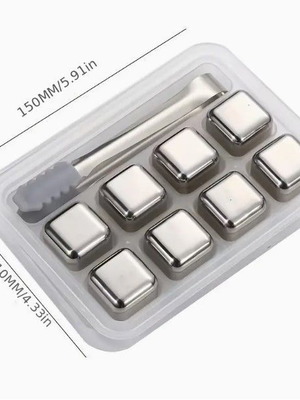 Stainless steel ice cubes new, set of 8 pieces