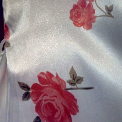 Satin maxi set white nightgown with straps and floral robe new, size S