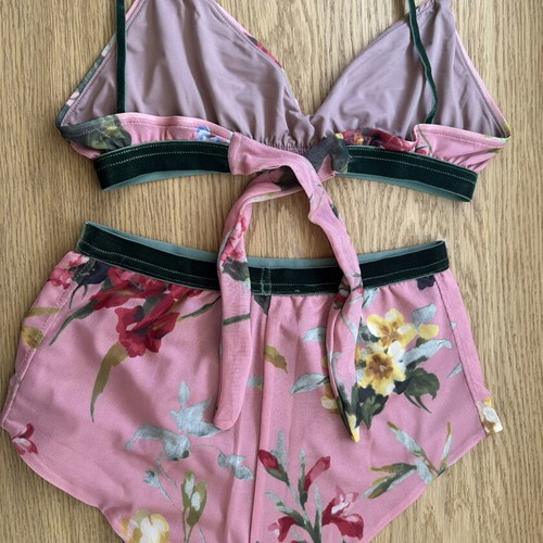 Madame Shoushou Bikini floral velvet details medium new
