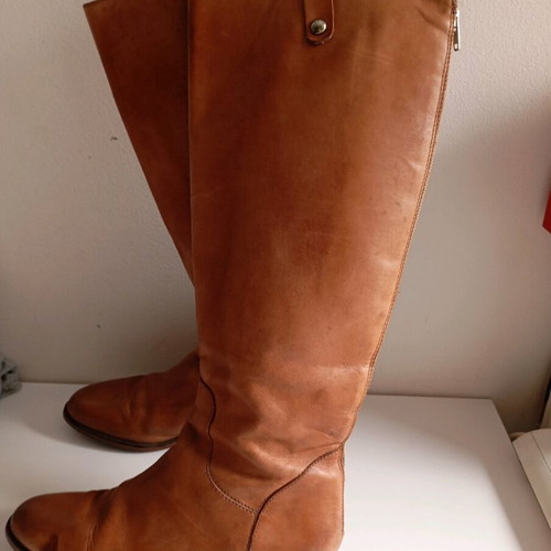 Leather women's boots used, size 38, brown
