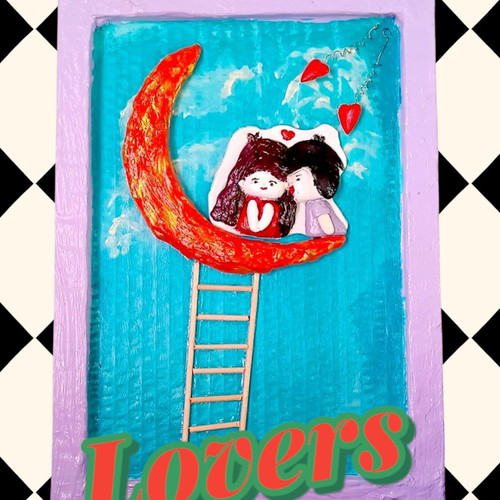 Handmade Valentine’s Day frame with loving couple