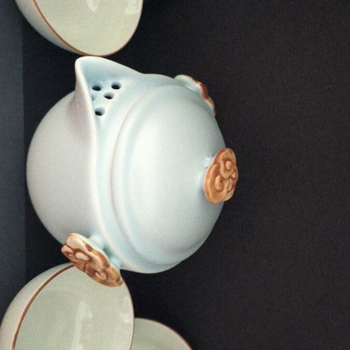 Mini Chinese Kung Fu Celadon Porcelain Tea Set, 5 pieces
