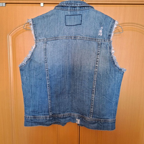 Bershka women's denim vest used, size S, blue