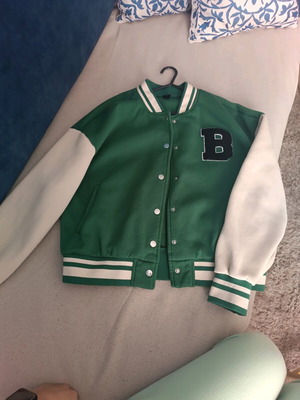 Shein college jacket used, beige and green, size L