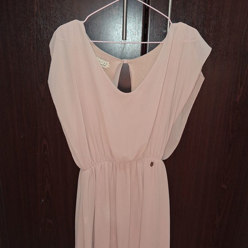 Lynne short beige dress with lining, elastic