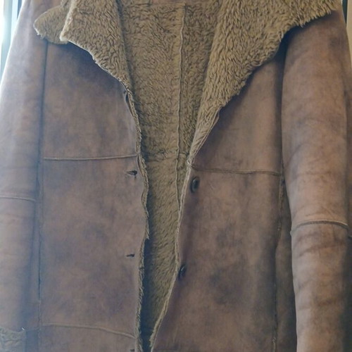 Vintage Mouton Coat Tempo size L, faux suede, like new, brown