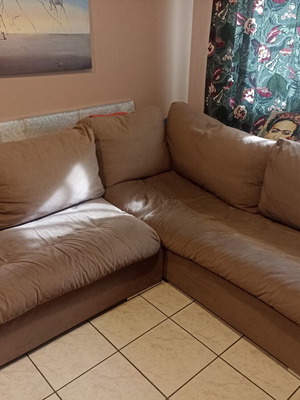 Corner sofa used, waterproof and stain-resistant fabric, 3.10x2.10 m